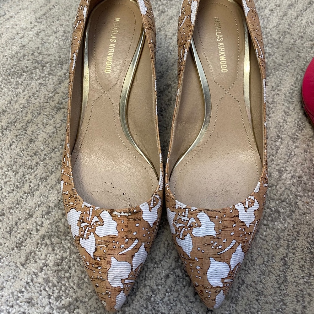 Nicholas Kirkwood Laser-cut Cork and Faille Pumps
